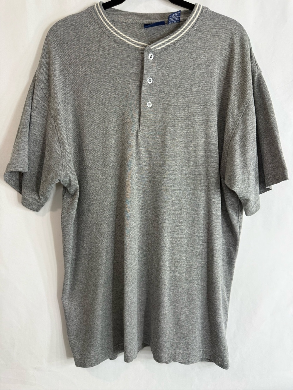 Vintage Spalding Sleepwear Gray Short Sleeve Henley Lounge Shirt Men’s L